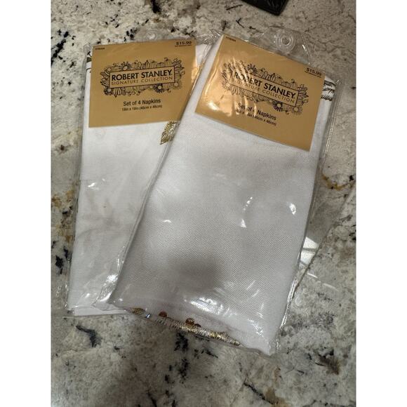 Robert Stanley Signature Collection Set Of 8 Fall Napkins Shimmering Metallic - Picture 2 of 5